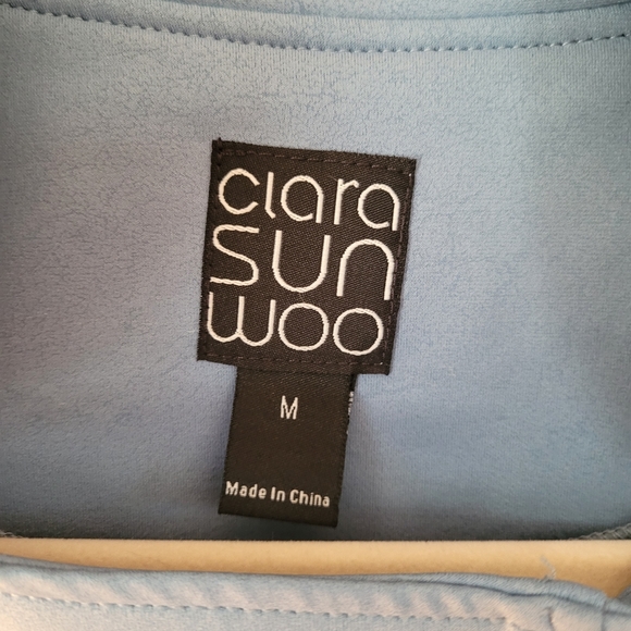 CLARA SUNWOO Liquid Leather Light Blue Jacket Size M - Picture 3 of 5